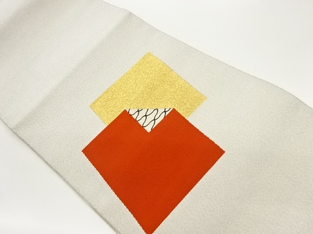 砂子綴れ色紙模様織出し名古屋帯